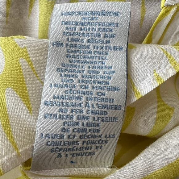 Boden Amalfi Silk Blend Blouse V-neck Sz4 Long Sleeve Ruffle Collar Yellow - Picture 12 of 12